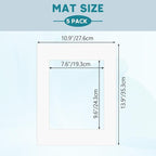ZBEIVAN 11x14 White Picture Mats with Core Bevel Cut Frame Mattes for 8x10 Pictures - Pack of 5