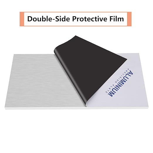 6061 T651 Aluminum Sheet Metal 6 x 12 x 5/16 (0.315”) Inch Flat Plain Aluminum Plate Covered with Protective Film, Heat Treatable Rectangle 8MM Thick Aluminum Metal Plate for Industrial, Crafting