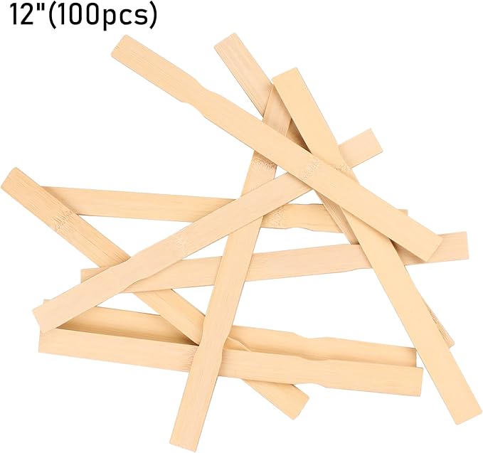 Paint Stir Sticks-REWISS Bulk 100 PCS 12in Length Bamboo Craft Sticks Natural Color Paint Stir Sticks