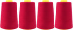 Mandala Crafts 4 Pack of Serger Threads Cones Spools - 40S/2 24000 Yards Polyester Cranberry Threads for Sergers Machine and Overlock Quilting Sewing Machine