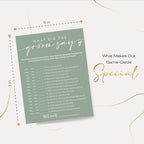 Bridal Shower Games Cards & What Did the Groom Say - 25 Guest Engagement Party Wedding Games - Minimalist Green Wedding Party Supplies - C12