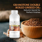 GRANOTONE Double Boiled Linseed Oil | Effective Waterproof Furniture Polish Oil, Used for Wood Finishing, Sports Goods Like Cricket Bat, Filling Cracks, Mixing with Paint and Wall Putty, 1 Ltr