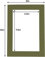8x10 Mat for 6x8 Photo - Precut Dill Green Picture Matboard for Frames Measuring 8 x 10 Inches - Bevel Cut to Display Art 6 x 8 Inches - Acid Free Pack of 10 MATS with Backing Boards & Clear Bags