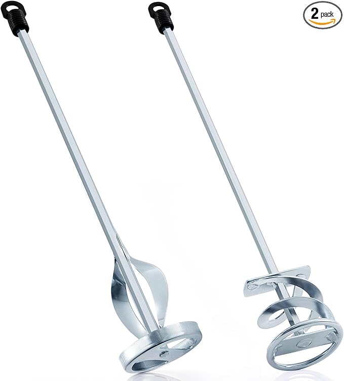 Set of 2 Paint Mixer for Drill Painting Mixer Stirrer Drill Attachment, 15.7" Mixing Paddles and 2.3" Mixing Impeller, Mix 1 to 3 Gallons of Paint, Resin, Concrete, and More