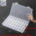 3PCS 36 Grids Large Plastic Organizer Box with Dividers, Compartment Organizer Box for Nail Accessories/Screw/Sewing Arts and Oil Paint, Bead Storage Containers 14.9 Inch x 9.2 Inch x 1.9 Inch (Clear)