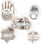 Hashcart Wooden Stamp Block, Printing Stamp Design Set | Block for Printing Saree Border | Dresses, Craft Card Making, Scrapbook, Clay Pottery | Set of 5