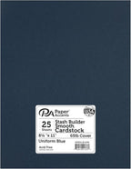 Accent Design Paper Accents Stash Builder Cardstock 8.5" x 11" Uniform Blue, 65lb Colored cardstock Paper for Card Making, Scrapbooking, Printing, Quilling and Crafts, 25 Piece Pack