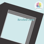 MBC Mat Board Center, 5 Pack 8x8 for 6x6 Black Picture Mats Frame Mattes, Bevel Cut, Acid Free, 4-ply Thickness