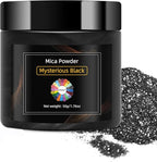 Mysterious Black Mica Powder, Natural Shimmer Mica Powder for Epoxy Resin/Candle/Soap/Lip Gloss/Slime/Quicksand/Bath Bombs/.Car Paint pigments.Candle Dye,Soap Making Dye(50g/1.7oz)