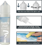 White Masking Fluid for Watercolor Painting 60ml, Resistant Ink and Pouring Paint, Watercolor Masking Fluid Keeps Areas Colorless and Edges Sharp