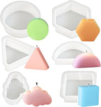 6 Pack Candle Molds for Candle Making, Moldes para Velas, Geometric Figure Silicone Candle Molds for DIY Scented Candle, Soy Wax, Cake, Soap, Resin Casting Craft Making