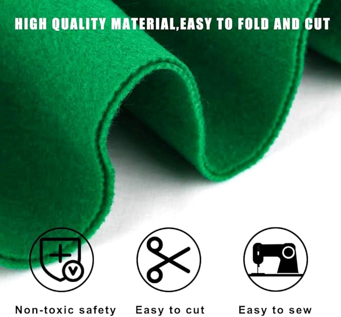 24 Pcs Felt Sheets for Crafts, 8 X 12 Inch Christmas Red Yellow White Fabric, 1mm Thick A4 Stiff Sheets for Patchwork