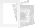 5x7 Mat for 8.5x11 Frame - Precut Mat Board Acid-Free Show Kit with Backing Board, and Clear Bags White 5x7 Photo Matte Made to Fit a 8.5x11 Picture Frame Matboard for Framing, Pack of 100 Mats