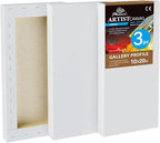 PHOENIX 10x20 Inch 3 Pack Gallery Canvas - 1.5 in Thick Long Canvases for Painting - Deep Edge 100% Cotton 11 Oz. Gesso Primed White Blank Professional Canvas Oil & Acrylic Paints