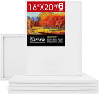 ESRICH Stretched Canvas for Painting 16x20 Inch, 6Pack Large Canvas for Painting, Primed Acid-Free Cotton Blank Canvases, Art Paint Canvases for Oil Paint,Watercolor,Acrylic Paint,Gouache and Tempera.