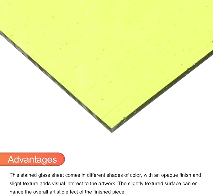 MECCANIXITY 2 Pcs Stained Glass Sheet Mosaic Tile 7.9 Inch x 5.9 Inch Fluorescent Green Stained Glass Sheets for Crafts DIY Art Project