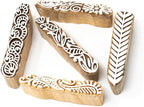 Hashcart Wooden Stamp Block, Printing Stamp Design Set | Block for Printing Saree Border | Dresses, Craft Card Making, Scrapbook, Clay Pottery | Set of 5