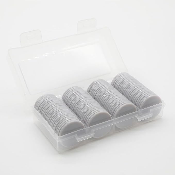 Set of 100 Opaque Plastic Learning Counters Mini Poker Chips Game Tokens with Storage Box (LightGray, 1.26 Inch)