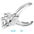 2 in 1 Badge Slot Hole Punch for ID Cards, Heavy Duty Hand Punch Metal Hole Puncher for PVC Material, Business Cards, Paper and Cardstock (5mm Round Hole &13mm X 3mm Slot Hole, Silver)