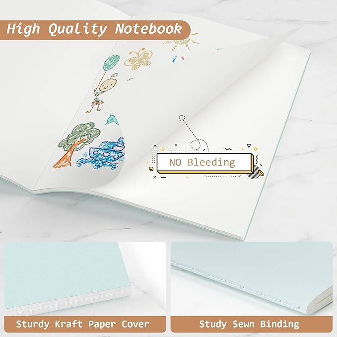 Oucaru Journaling Notebooks A5 Notebook college Blank Sketch Book 32 Pack Small Kraft Notebooks Bulk 8.3x5.5 Inches, 16 Colors Drawing Notebook Soft Cover Steno Pads School Supplies