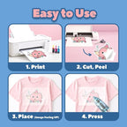 TranSmile PU-Heat Transfer Paper for T Shirts (10 Sheets, 8.5x11'', Light), Iron on Transfers for Light Fabric, Printable Heat Transfer Vinyl for Inkjet Printer