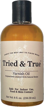 Tried & True Superior Varnish Oil Wood Finish & Sealer, 8 oz. - Natural Pine Resin & Linseed Oil, Ideal for Interior Furniture, Tables, Countertops - Food Safe, Scratch Resistant & Durable