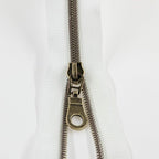 Leekayer #5 Antique Brass Metallic Nylon Coil Zippers by The Yard Bulk 10 Yards White Tape with 25pcs Antique Brass Sliders for DIY Sewing Tailor Craft Bag(White)