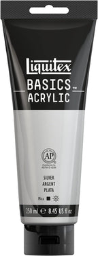 Liquitex BASICS Acrylic Paint, 250ml (8.5-oz) Tube, Silver