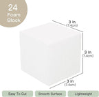 Crafare 3x3x3 Inch 24Pack Craft Foam Square Polystyrene Square Cubes for Arts Projects Sculptures Floral Arrangements Modeling and Centerpieces