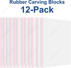 Falling in Art 12 Pack Rubber Carving Block, 4" x 6" Easy Cut Lino Blocks, Soft Linoleum Block for Printmaking, Stamps, Crafts