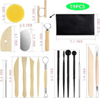 Pottery Clay Sculpting Tools for Polymer, Yagugu 19Pcs Basic Wood Ceramics Carving Tool Supplies kit Accessories for Kids, Adults and Artists Modeling Shaping Building for Art&Craft