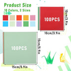 200 Pcs Origami Scrapbook, Paper Airplane Paper Double Sided Scrapbook Paper Origami 10x10 Origami 15x15 Square Mixed 10 Colors, Colored Construction Paper for Crafts and Art Folding