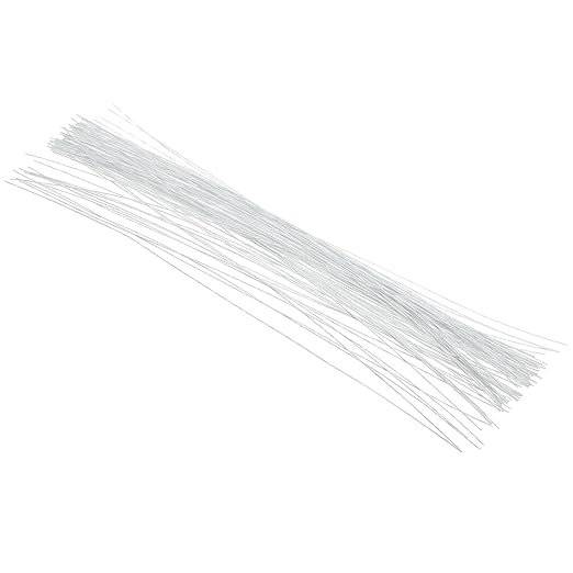 PATIKIL 26 Gauge 16" Floral Stem Wire, 100 Pcs Paper Wrapped Iron Artificial Flower Stem Accessories for DIY Bouquet Stem and Craft Decoration, White