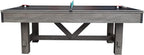 Hathaway Logan 7-ft Pool Table Combo Set with Benches - Rustic Gray with Blue Felt, Barnwood