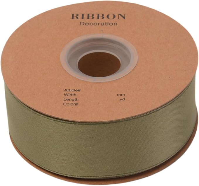 Double Side Satin Ribbon, Continuous 20 Yards,Use for Craft Bows Bouquet, Gift Wrapping, Wedding Decoration, Floral Arrangement (Army Green, 1-1/2 inch)