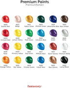 Fantastory Acrylic Paint Set, 24 x 60 ml with 12 Brushes; Christmas Acrylic Paint, Waterproof; For Artwork & DIY Projects on Canvas, Wood, Glass, Clay, Fabric, Ceramic, Paper, Canvas