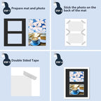 Mat Board Center, Pack of 5, Photo Picture Mats - Acid Free, 4-ply Thickness, White Core - for Pictures, Photos, Framing (11x14 for 2-5x7 Black)