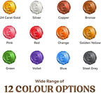GRANOTONE Acrylic Venezia Metallic Colour | 12 Metallic Shades | 50 ml | Extra Sheen | Non Fading | Indoor/Outdoor | Non Toxic | Multi-Surface | Pro Artist, Hobby Painters & Kid | Made In India