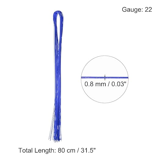 PATIKIL 32 Inch 22 Gauge Floral Stem Wire, 3 Pack/120 Pieces Bouquet Stem Paper Wrapped for DIY Crafts Flower Arrangements, Blue