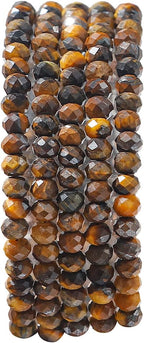 Natural Yellow Tiger Eye Beads 4x2mm 120pcs Faceted Rondelle Loose Semi Gemstone Beads for Jewelry Making Design