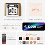 LONGER Ray5 mini Laser Engraver, 12000mm/min High-Speed Cutter for Wood, Metal, Acrylic, Leather, DIY CNC, 130x130mm Engraving Area, WiFi, Emergency Stop Safety (5.5W) Diameters