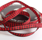 Red and Black Gingham Plaid Checked Ribbon 25 Yards Each Roll 100% Polyester (3/8",BlackRed)