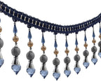 3yards Beading Fringe Trimming Long Beads Tassel Curtain Trim Ribbon Trim for Cover Edge Decorative (deep blue)