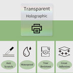3 Inch Square Transparent Thermal Label Stickers, Holographic Clear Self-Adhesive Direct Thermal Labels, Perforation Line Design& Waterproof- 200 Sheets