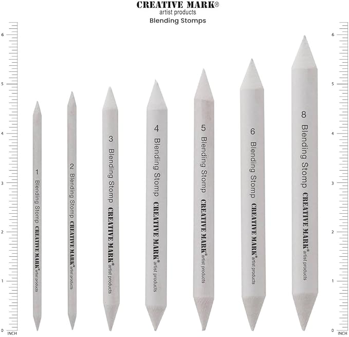 Creative Mark Blending Stumps - Solid Double-Ended Blending Stumps for Blending Charcoal, Pencils, Pastels, and More! - [Size # 4-12 Count]