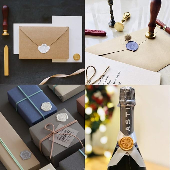 Yoption 15Pcs Sealing Wax Sticks with Wicks for Wax Seal Stamp, Wedding Invitations, Gift Packaging, Christmas (15 Colors)