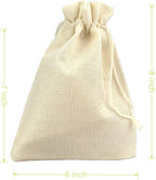 Palmhomee Pack of 25 Burlap Gift Bags with Drawstring Linen Pouches Wedding Hessian Jute Bags for Multi-purpose Occasions (6x8 Inch, Cream)