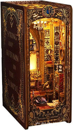 Spobot Book Nook Kit DIY Bookshelf Decor Kit with LED Light 3D Booknook Wooden Puzzle Bookend Stand Miniature Dollhouse Kit Gifts for Adults (Covenant Church)