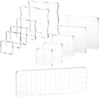 12Pcs Acrylic Stamp Block Clear Stamping Blocks Tools Set Assorted Sizes Stamp Blocks with Grid Lines for Scrapbooking Crafts Card Making