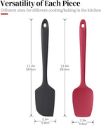 Silicone Flat Spoon Spatula Set, Luxiwise 600ºF Heat Resistant Kitchen Baking Scraper Cooking Spoonula Non-Stick BPA-Free Dishwasher Safe for Seamless Mixing Folding Scraping Serving (Black & Red)